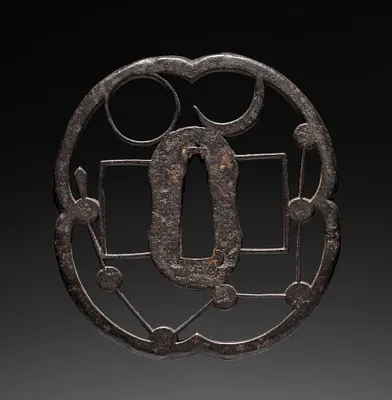 Sword Guard (Tsuba) with Sun, Moon, and Northern Dipper