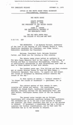 Debate between Gerald R. Ford and James E. Carter, College of William and Mary [Ford Speech or Statement]