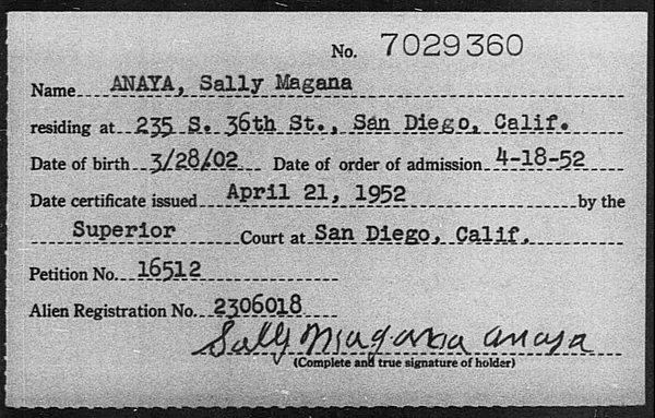 Anaya, Sally Magana - 1952