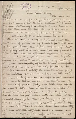 Letter from Debora Weston, [Boston, Mass.], to Mary Weston, Thursday noon, [Oct. 22, 1835]