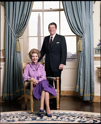 Official Portrait of President Ronald Reagan and Nancy Reagan in Blue Room