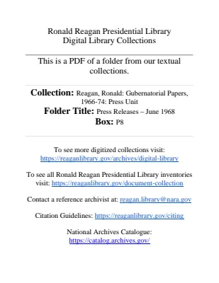 Press Releases - June 1968