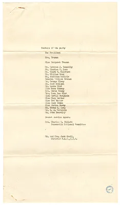 Members of Presidential Party for CampaignTrip of President Harry S. Truman
