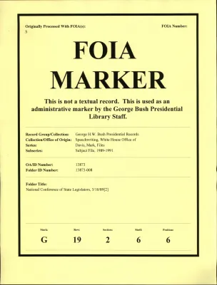 National Conference of State Legislators 3/10/89 [OA 8747] [2]