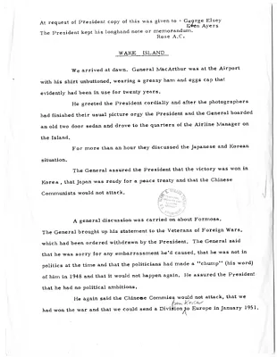 Transcript of Longhand Note of President Harry S. Truman