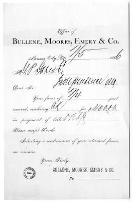 Receipt from Bullene, Moore, Emery & Company to George P. Gates