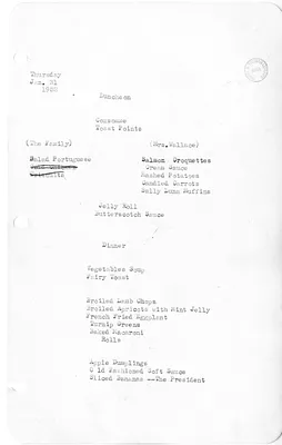White House Luncheon and Dinner Menu