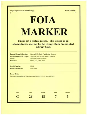 National Association of Manufacturers (NAM) 3/23/89 [OA 6347] [1]