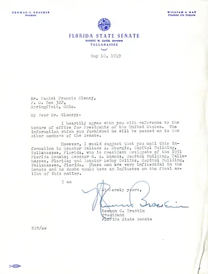 Letter from Newman Brackin to Daniel F. Clancy