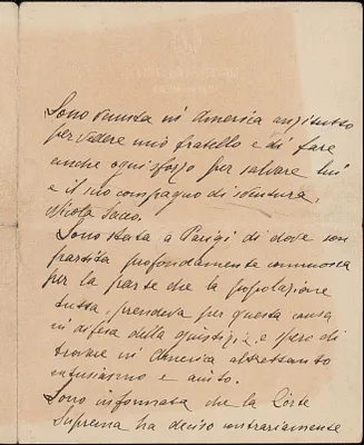Luigia Vanzetti? autograph letter, in Italian, approximately 1927