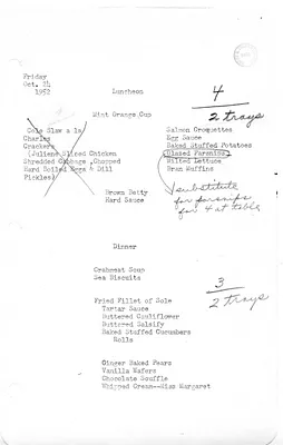 White House Luncheon and Dinner Menu