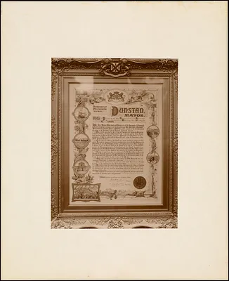 Plymouth Tercentenary celebration, June 24, 1920,  the framed Tercentenary Memorial sent from Plymouth, England