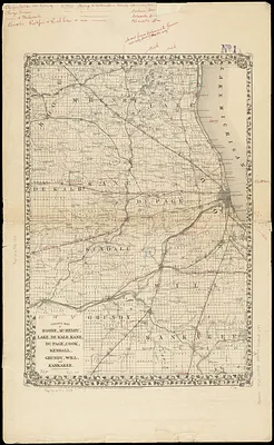 County map of Boone, McHenry, Lake, De Kalb, Kane, Du Page, Cook, Kendall, Grundy, Will, and Kankakee