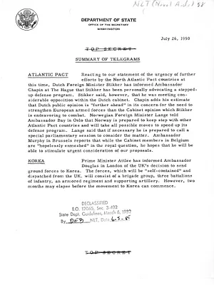 Memorandum, State Department Summary of Telegrams