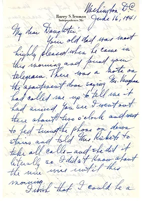 Letter from Harry S. Truman to Margaret Truman