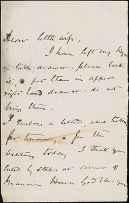 [John Biddulph Martin] autograph note to [Victoria Woodhull Martin], approximately 1883-1897