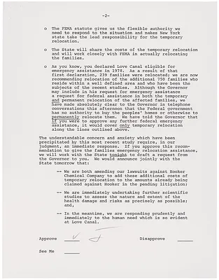 Memo for President Jimmy Carter from Jack Watson Regarding the Love Canal