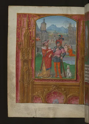 Leaf from Aussem Hours: Seven Penitenial Psalms, David Sees Bathsheba Bathing and Illusionistic Architecture in Margins