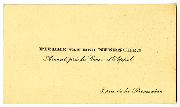 Calling Card, Pierre Van Der Meerschen