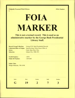 Budget Materials 7/90 - 10/90 [OA 4422]