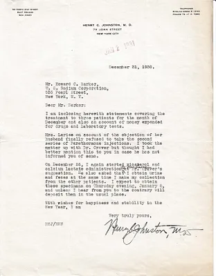 Letters Received to Howard C. Barker [H.H. Barker], December 31, 1930