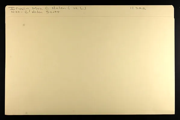 Irwin, Mrs. C. Helen (H.L.) nee C. Helen Scott