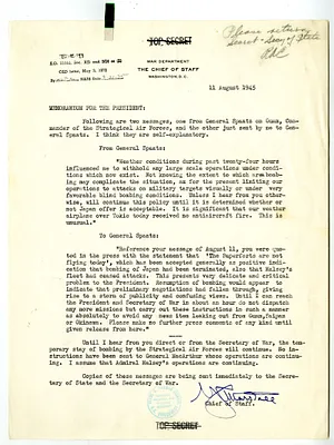 Memorandum from General George C. Marshall to President Harry S. Truman