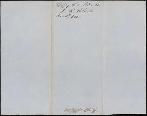 Copy of a letter from Samuel Warner to J. R. Clark, 6 November 1851