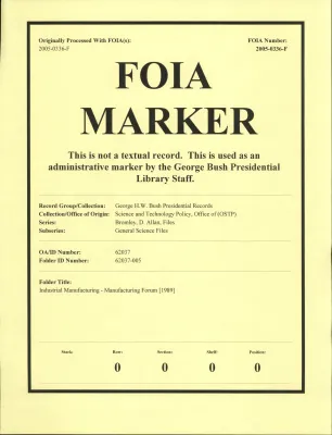 Industrial Manufacturing - Manufacturing Forum [1989]
