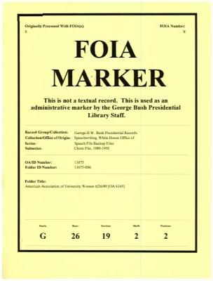 American Association of University Women 6/26/89 [OA 6345]
