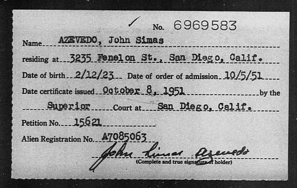 Azevedo, John Simas - 1951