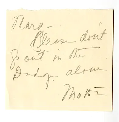 Note from Bess W. Truman to Margaret Truman