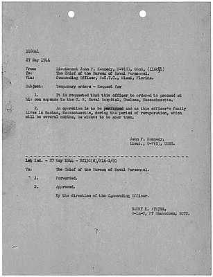 John F. Kennedy Temporary Orders May 27, 1944