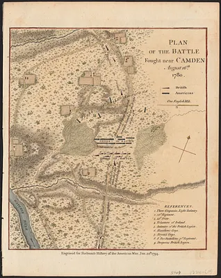 Plan of the battle fought near Camden August 16th, 1780