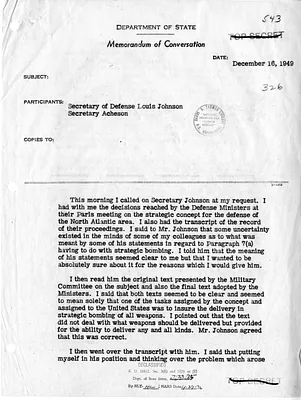 Memorandum of Conversation with Secretary of State Dean Acheson and Secretary of Defense Louis Johnson