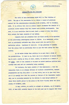 Memorandum from Clark Clifford to President Harry S. Truman [Clifford-Rowe Memorandum]