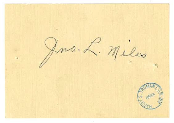 Wedding Gift Card from John L. Miles