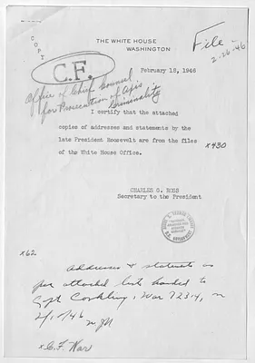 Memorandum from Charles Ross with Attachments