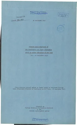Report, Foreign Radio Reactions to the President's and Tass's Statement About an Atomic Explosion in the USSR