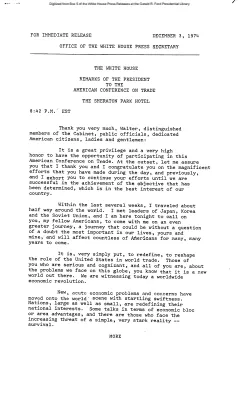 Remarks of the President to the American Conference on Trade [Ford Speech or Statement]