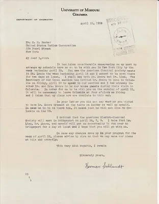 Letters Received to H.H. Barker, April 12, 1928