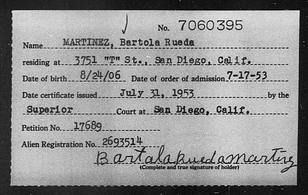 Martinez, Bartola Rueda - 1953