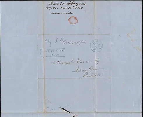 David Haynes to Samuel Warner, 12 December 1851