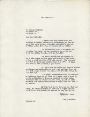 Letters Sent to Dr. Herman Schlundt, July 24, 1930