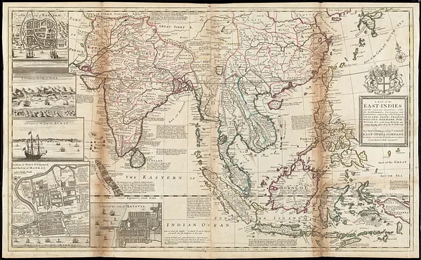A map of the East-Indies and the adjacent countries, with the settlements, factories and territories, explaning [sic] what belongs to England, Spain, France, Holland, Denmark, Portugal &c. with many remarks not extant in any other map