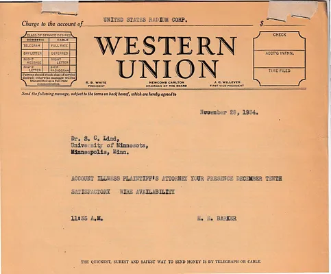 Telegram to Dr. S.C. Lind, November 28, 1934