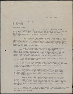 Typed letter (copy, incomplete) to Alvan T. Fuller, August 10, 1927