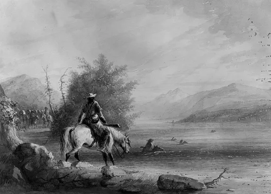 Caravan: Trappers Crossing the River &c.