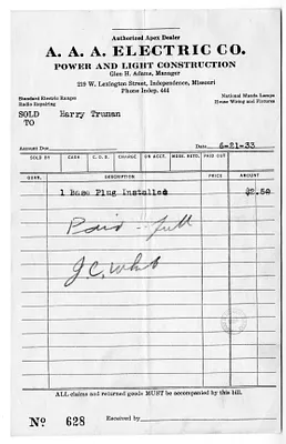 Receipt from A. A. A. Electric Company