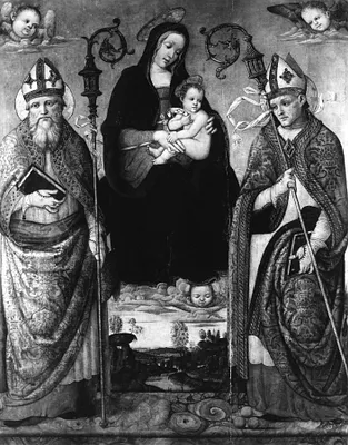 Madonna and Child with St. Nicholas of Bari and a Bishop Saint